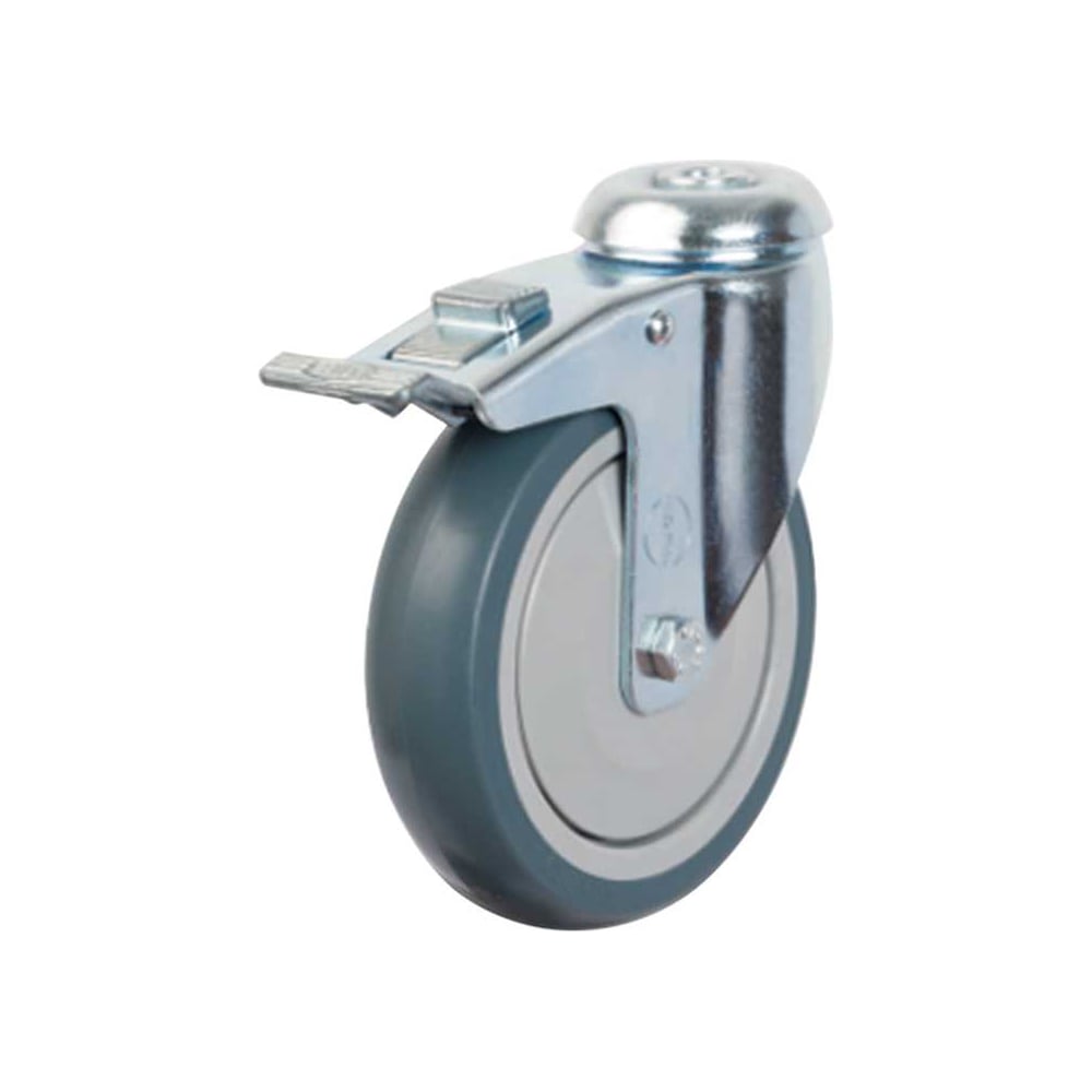 Изображение товара Колесо с кронштейном, креплением под болт и тормозом EMES, упаковка 4 шт ER04MBT100X32F12.4