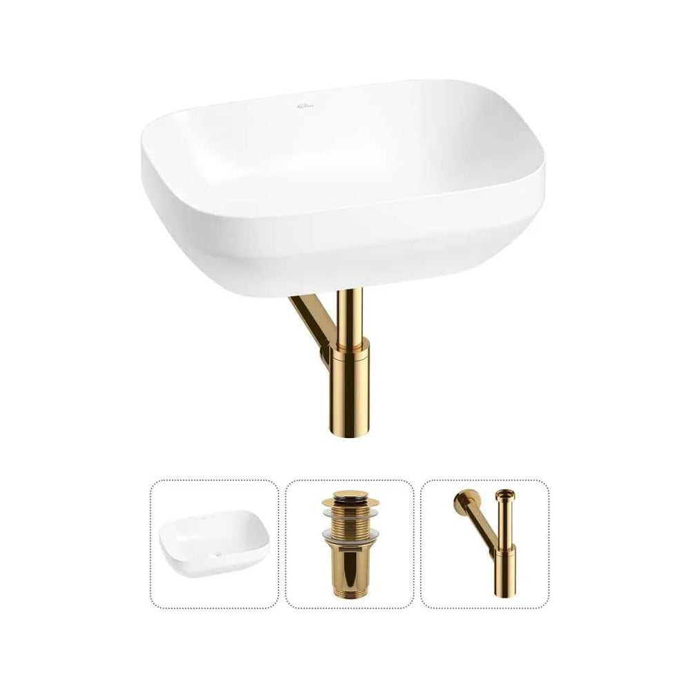 Изображение товара Набор накладных раковин Wellsee 3 в 1 Air Gap S глянцевый белый 50x35 см