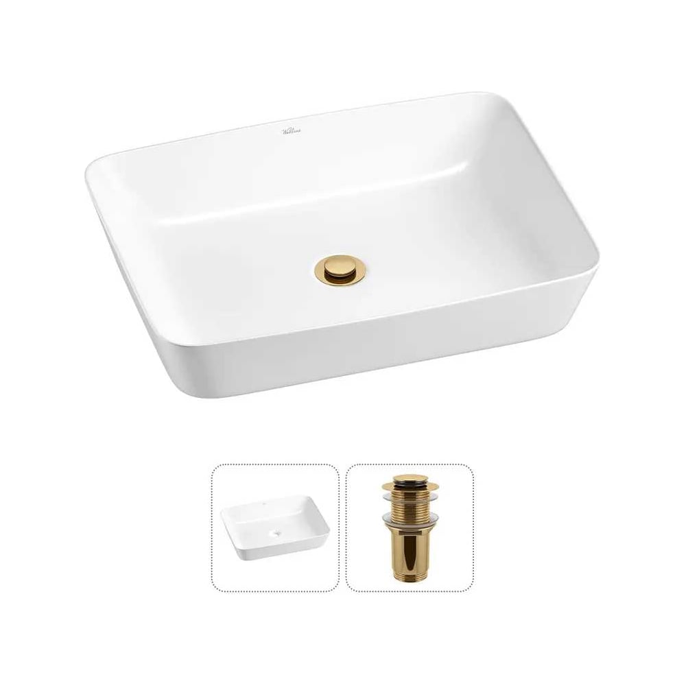 Изображение товара Накладная раковина Wellsee Cromulent 56x40 см глянцевая белая фарфор RefCeram