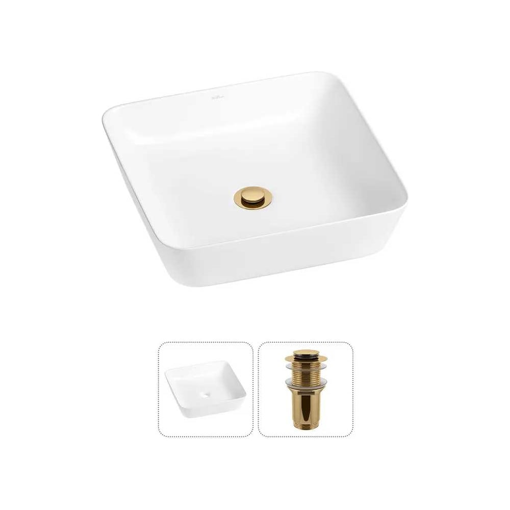 Изображение товара Накладная раковина Wellsee Cromulent 44x44 см белая современная фарфоровая