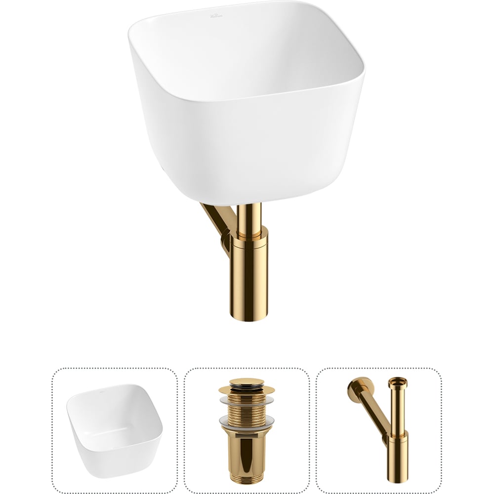 Изображение товара Набор накладных раковин Wellsee 3 в 1 Fontenay Paris GLC белая 38x38 см