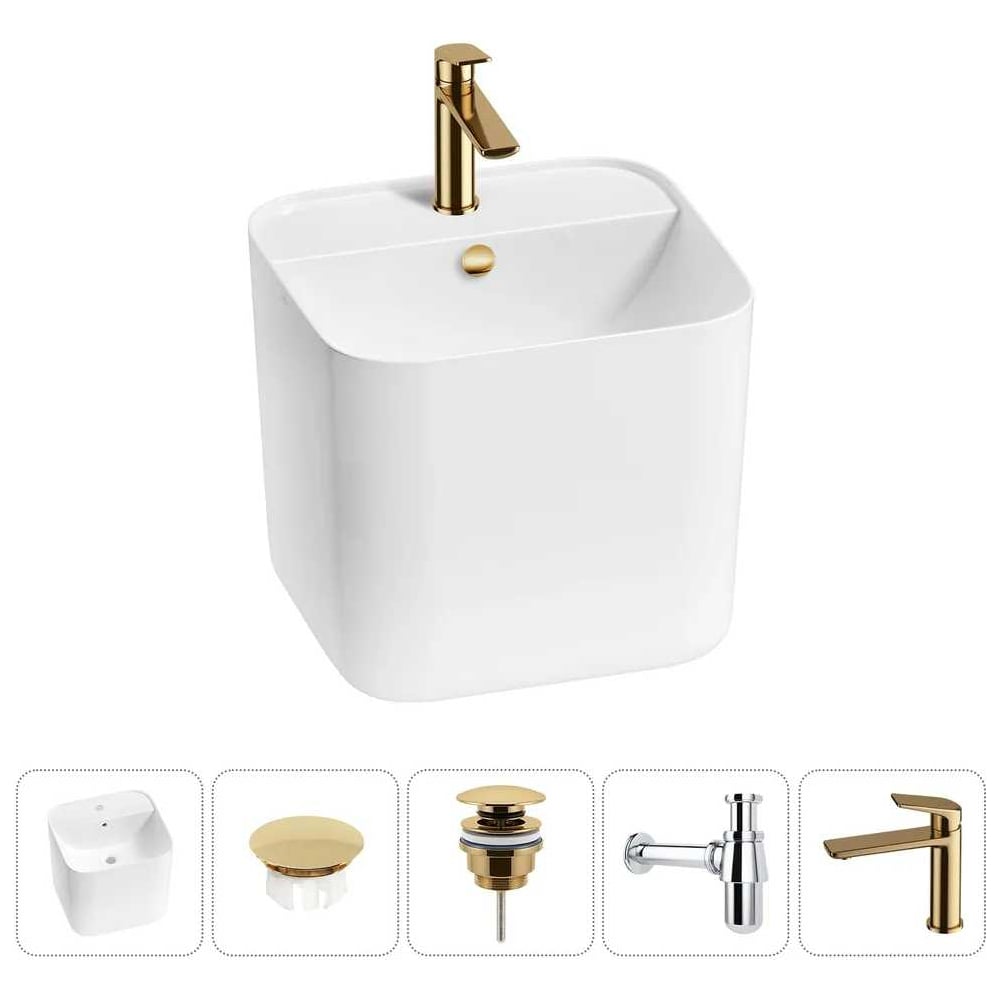 Изображение товара Набор Wellsee 5 в 1 М1 Limited Edition подвесная раковина и смеситель 45x42 см