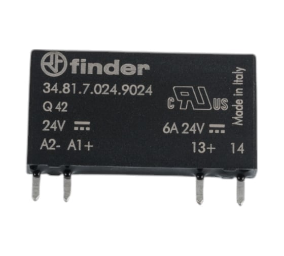 Изображение товара Ультратонкое твердотельное реле Finder = 24В DC, выходная цепь 1НО 6А, 1,5-24В DC, 348170249024