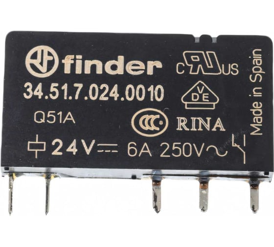 Изображение товара Ультратонкое реле Finder 1 CO конт. 6а, = 24в чувст. пост. тока, - гермет, 345170240010