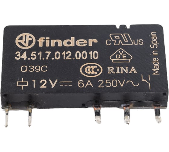 Изображение товара Ультратонкое реле Finder 1 CO конт. 6а, = 12в чувст. пост. тока, - гермет, 345170120010