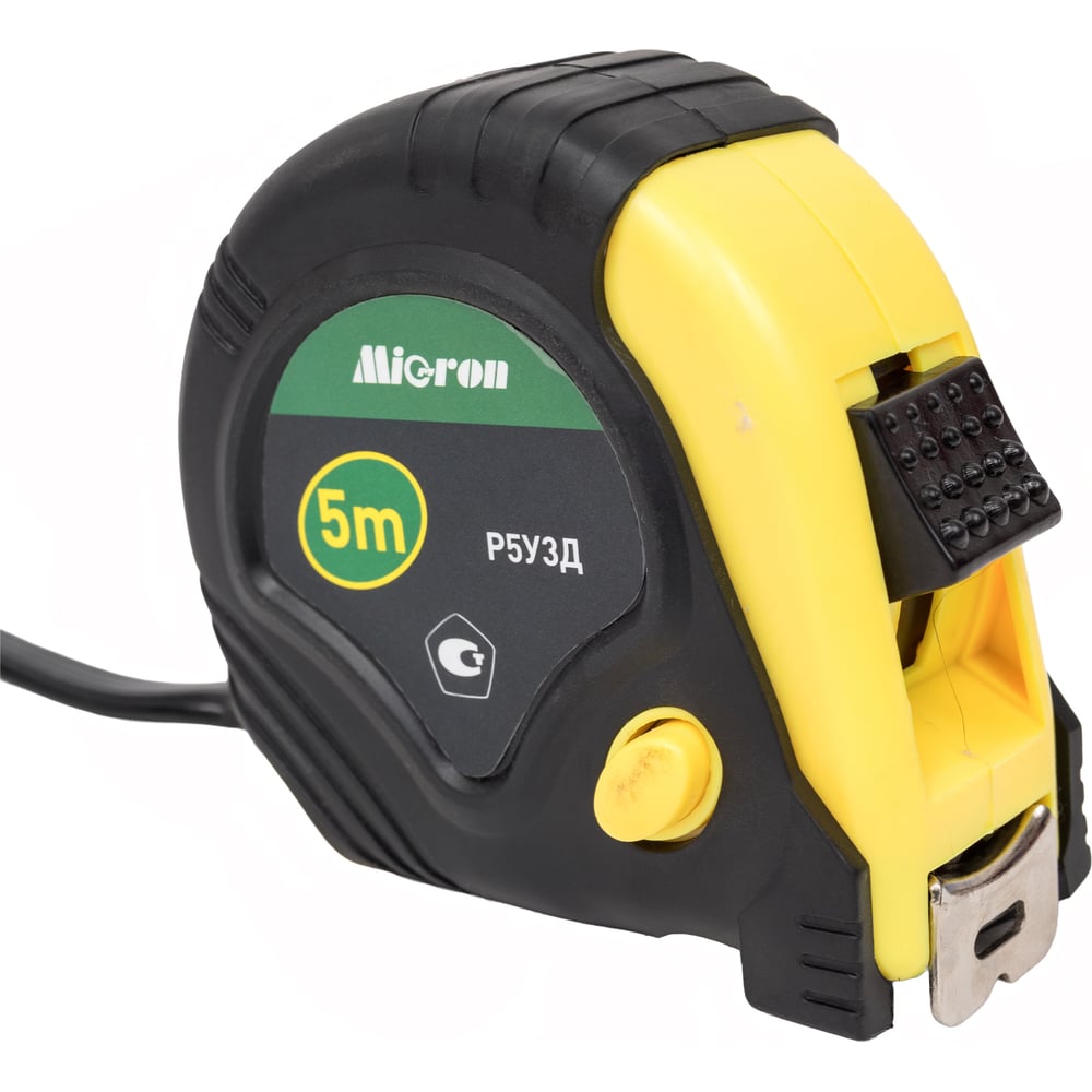 Изображение товара Профессиональная рулетка Micron 5м с держателем желтая прочная лента