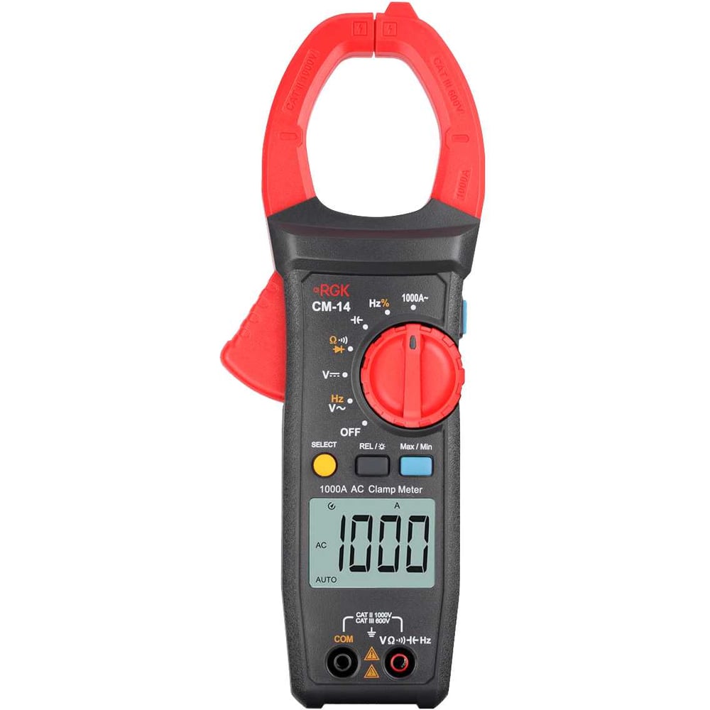 Изображение товара Токоизмерительные клещи RGK CM-14 с поверкой, True RMS, автоматическое отключение