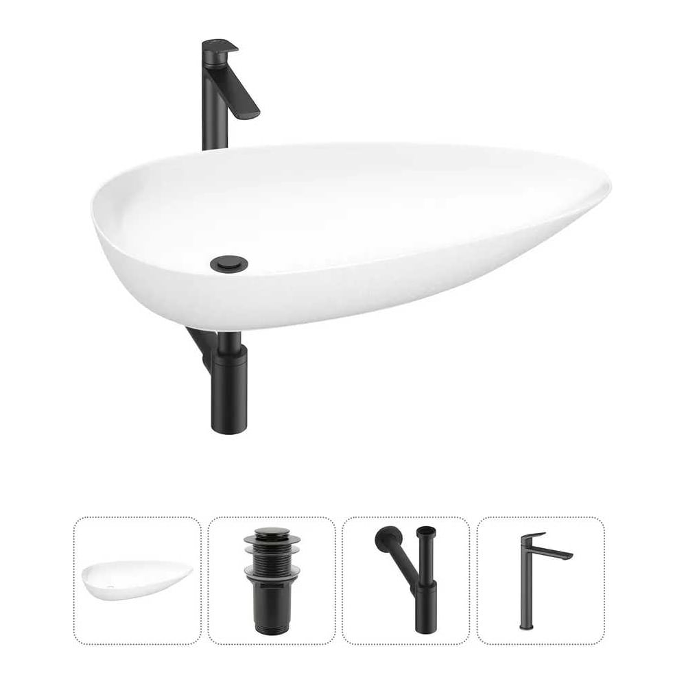 Изображение товара Набор Wellsee 4 в 1 Faze Moment накладная раковина 75x43 см с смесителем