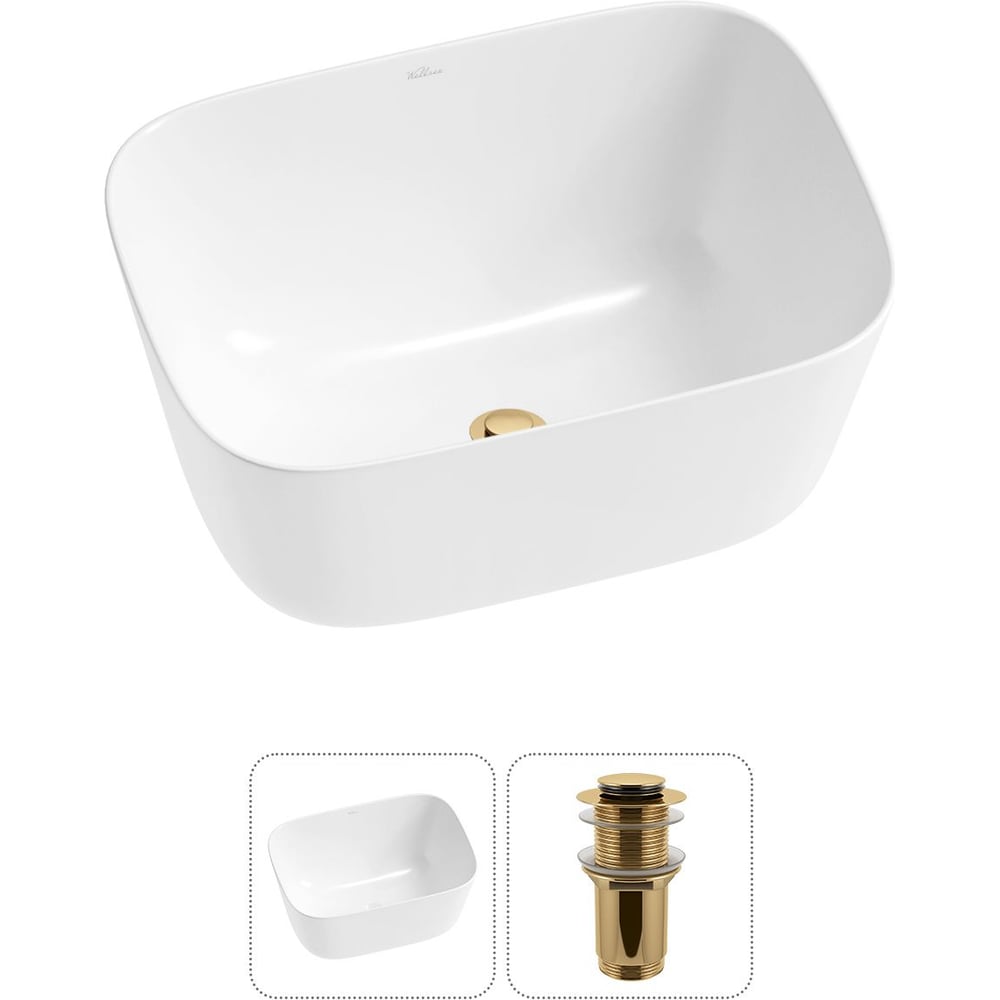 Изображение товара Накладная раковина Wellsee Fontenay Paris 45x33 см с донным клапаном белая