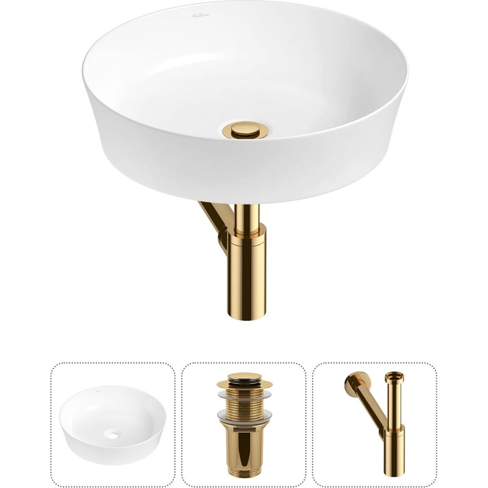 Изображение товара Набор раковин Wellsee 3 в 1 Cromulent накладная 43x43 см фарфор белый