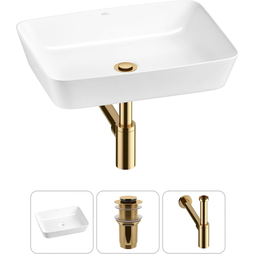 Изображение товара Накладная раковина Wellsee Cromulent 56x40 см фарфор с водоотталкиванием белая