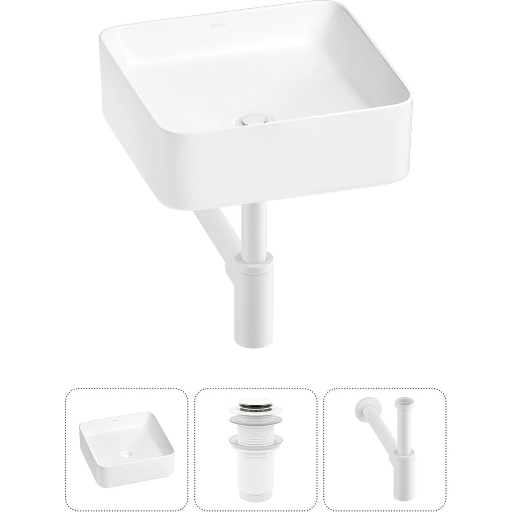 Изображение товара Набор Wellsee 3 в 1 Mint накладная раковина глянцевый белый 37x37 см