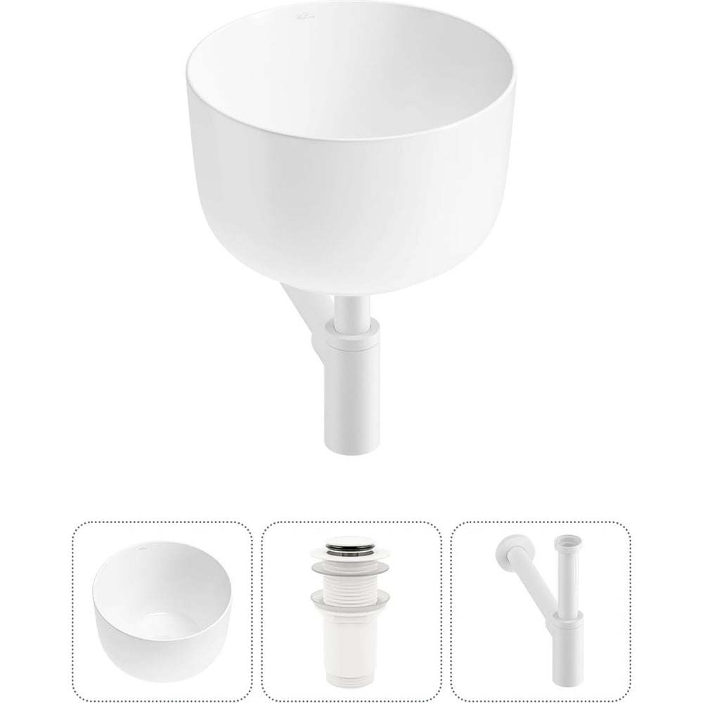 Изображение товара Набор раковина Wellsee Fontenay Paris накладная с донным клапаном 39 см