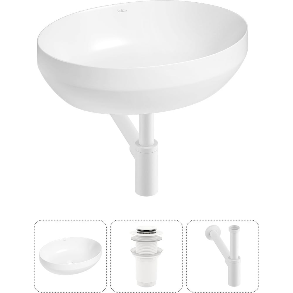 Изображение товара Накладная раковина Wellsee 3 в 1 Air Gap R 50x36 см современный дизайн белый фарфор