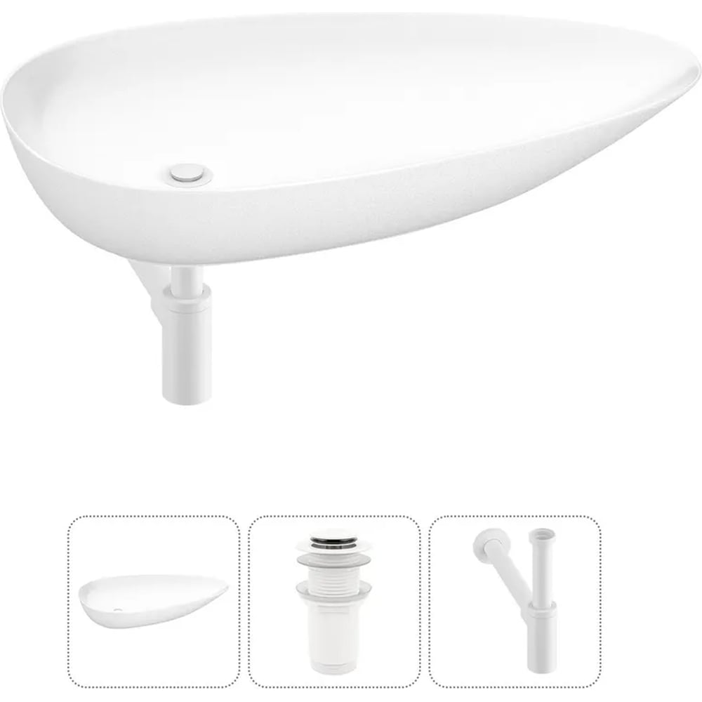 Изображение товара Накладная раковина Wellsee 3 в 1 Faze Moment глянцевый белый 75x43 см