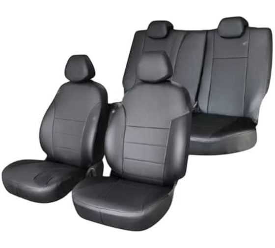 Изображение товара Чехлы на сиденья DEFLY Honda Fit (GE, GP), 2007-2013, экокожа черная Hon13-2K