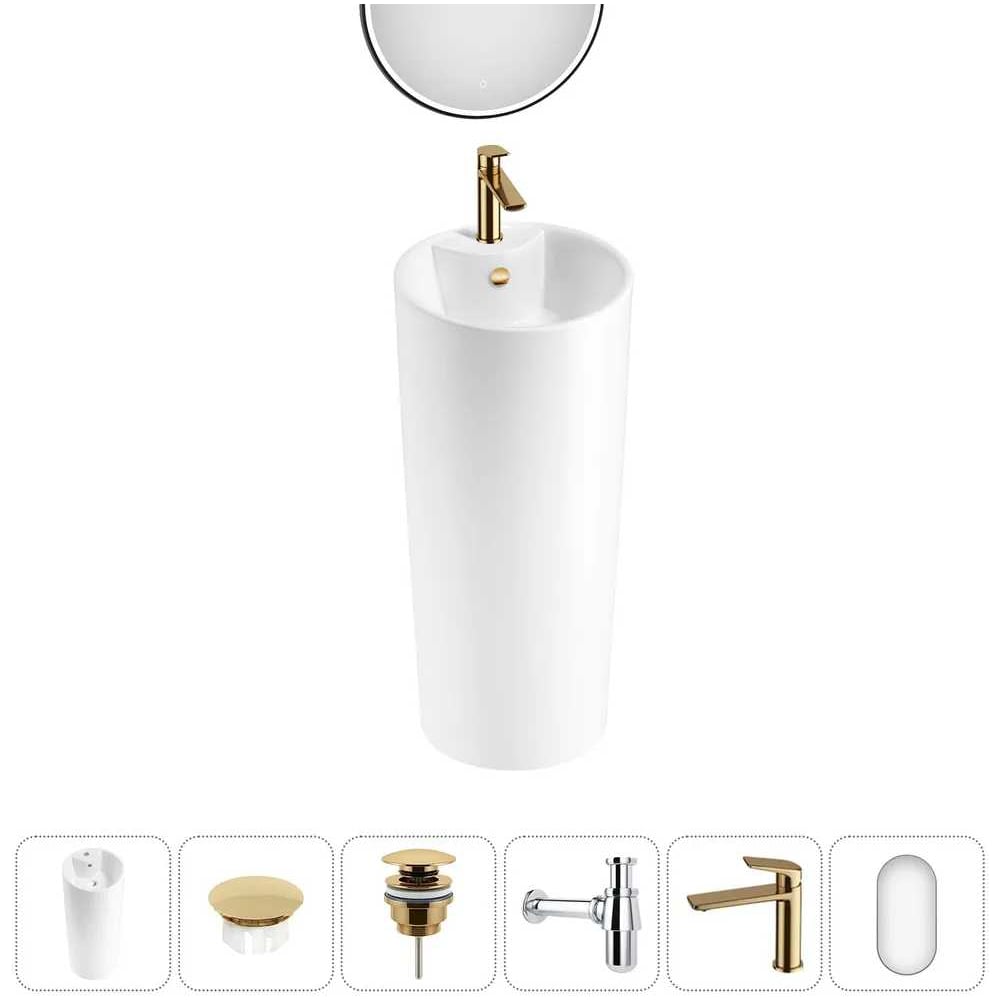 Изображение товара Набор Wellsee 6 в 1 Callipy Art напольная раковина 40x40x83,5 см