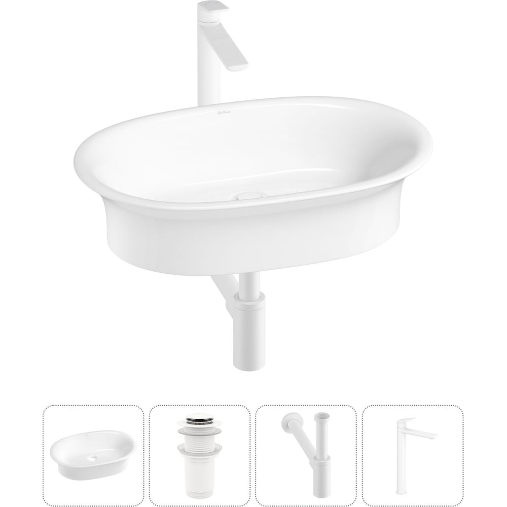 Изображение товара Набор для туалета Wellsee 4 в 1 Faze Moment накладная раковина 60x39 см