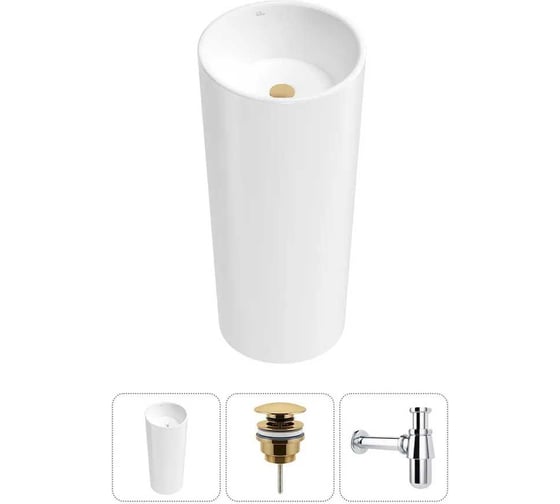 Изображение товара Набор Wellsee 3 в 1 Callipy Art напольная раковина 40x40x84 см 20213304R