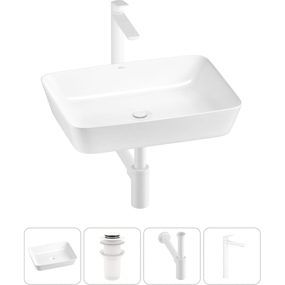 Изображение товара Набор для ванной комнаты Wellsee 4 в 1 Cromulent накладная раковина 56x40см