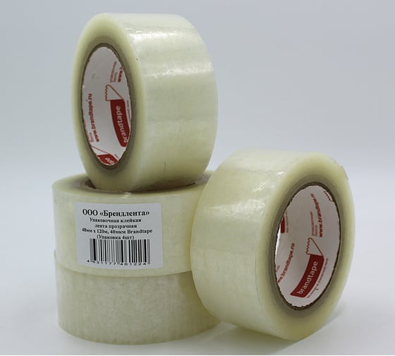 Изображение товара Упаковочная клейкая лента Brandtape прозрачная 48мм х 120м, 40 мкм (упаковка 4 шт.) 4631177461224