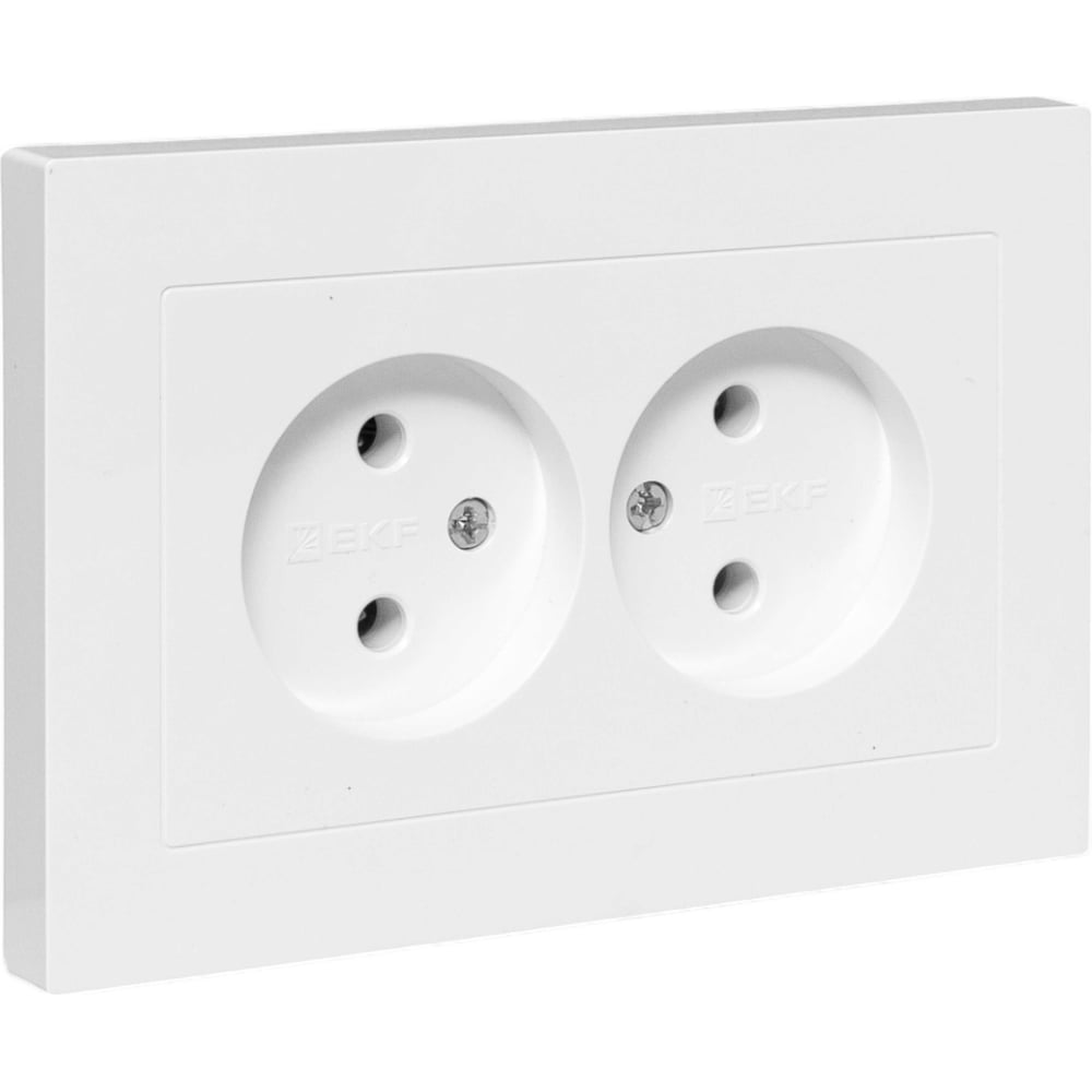 Изображение товара Двойной механизм розетки EKF UP1-SOW-200 белый без заземления