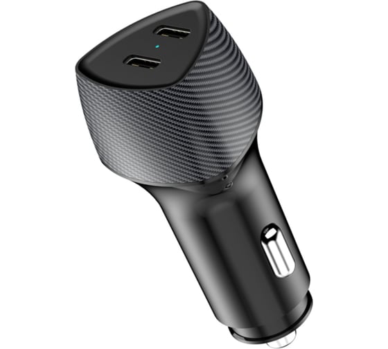 Изображение товара Автомобильное зарядное устройство с двумя портами REXANT (USB-C PD + USB-C PD) со световой индикацией, 40Вт, черное 16-0244