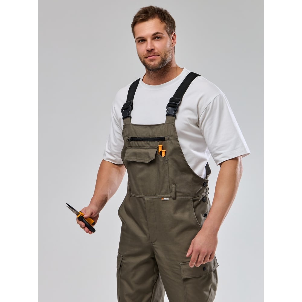 Изображение товара Полукомбинезон защитный Хаки, мужской, рост 182-188 см, цвет хаки, прочный и световозвращающий