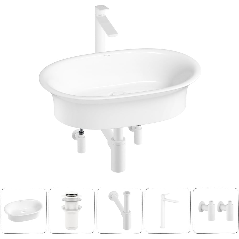 Изображение товара Набор Wellsee 5 в 1 Faze Moment накладная раковина 60x39 см с смесителем