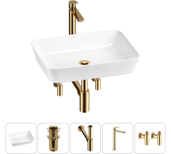 Изображение товара Набор Wellsee 5 в 1 Cromulent накладная раковина 56x40 см 20213576R