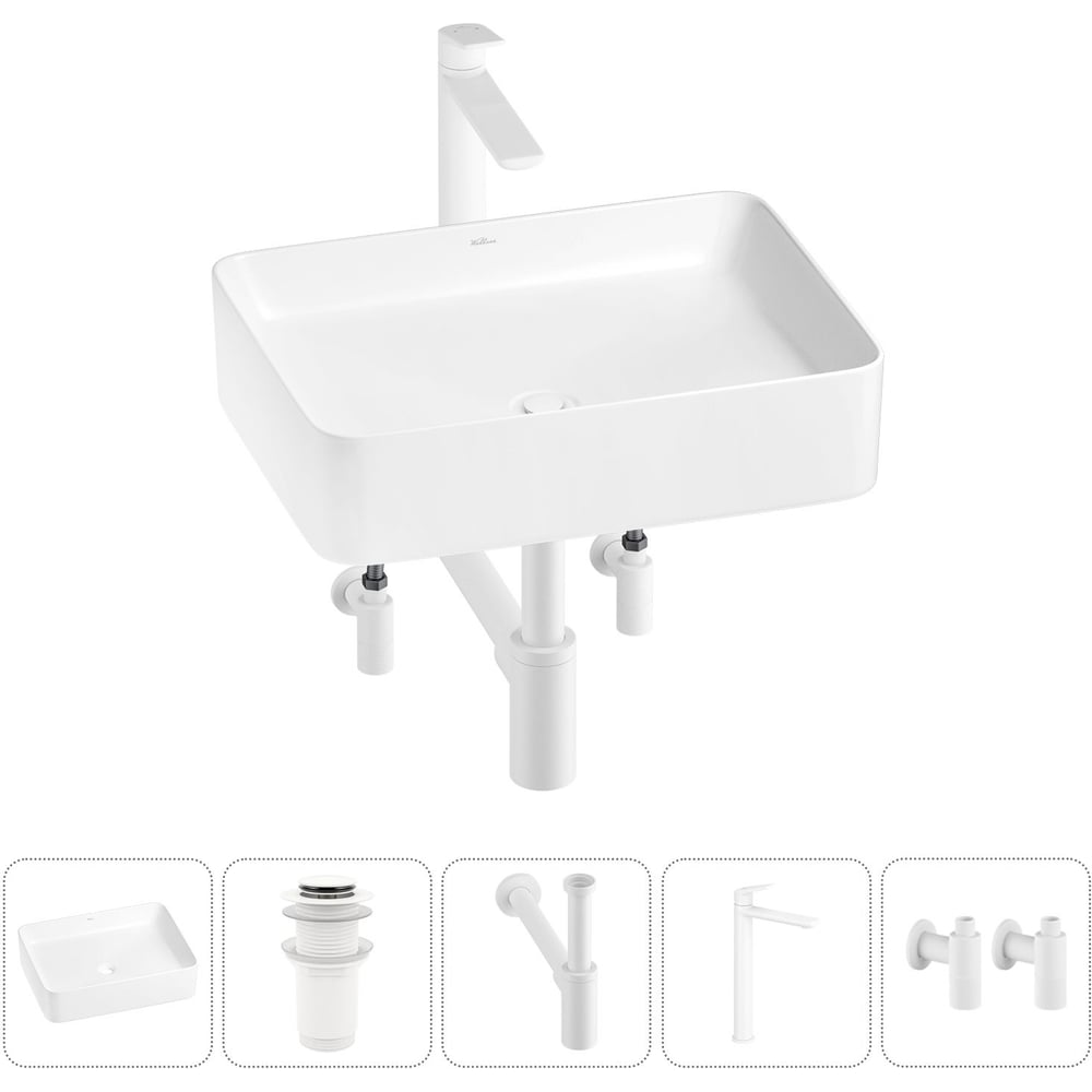 Изображение товара Набор для ванной Wellsee 5 в 1 Mint накладная раковина 50x38 см с комплектом