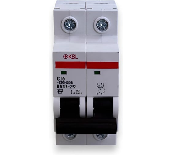 Изображение товара Автоматический выключатель KRASO 2P 16A C BA47-29 4.5кА KSL Комплект 6шт. 2P16A C BA47-29 4.5kA KSL