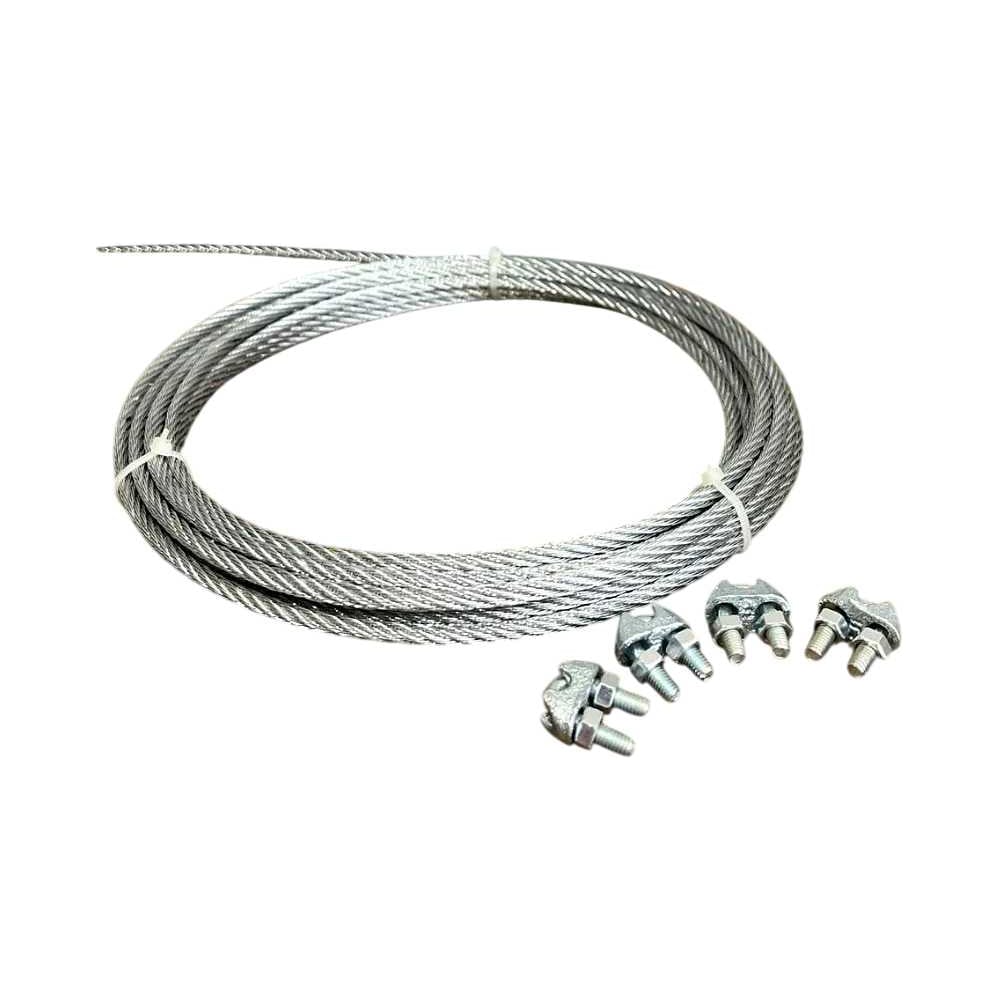 Изображение товара Трос стальной 23 Болта d10 с зажимами (4 шт.), цинк, без оплетки, 50 м B6H001000031У07/В61101000034000-50м