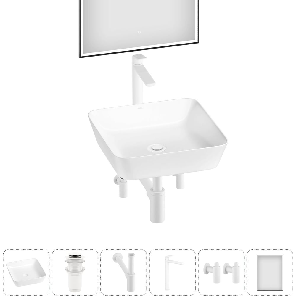 Изображение товара Набор Wellsee 6 в 1 Cromulent накладная раковина 44x44 см