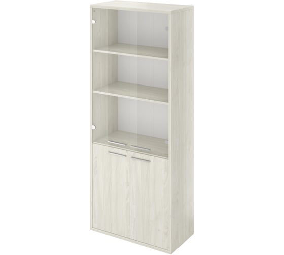 Изображение товара Шкаф Монолит Дублин высокий (800x400x1980) (ДБ24+ДБ27_2+ДБ45П_2+ДБ48_2) стекло прозрачное Скандинавское дерево белое38 ДБ52.38