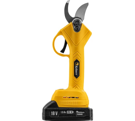 Изображение товара Секатор аккумуляторный Kolner 18V UNI-M Standard, BL, D реза 30 мм, KPR 18-30BL1K, закаленные ножи, защита от случайного нажатия (АКБ 1x1.5Ач, ЗУ стац, кейс) 8060600051