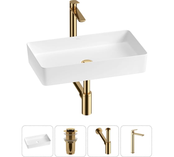 Изображение товара Акционный набор Wellsee 4 в 1 FreeDom 2.0 накладная раковина 60x34 см 20214561R