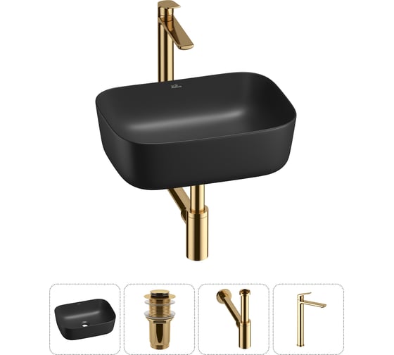 Изображение товара Акционный набор Wellsee 4 в 1 Preen накладная раковина 40x30 см 20214227R