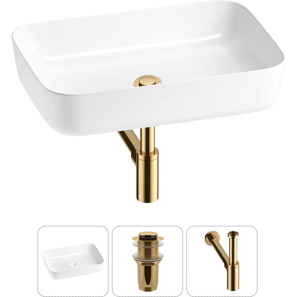 Изображение товара Акционная накладная раковина Wellsee 3 в 1 Preen 60x42 см, фарфор RefCeram, белая