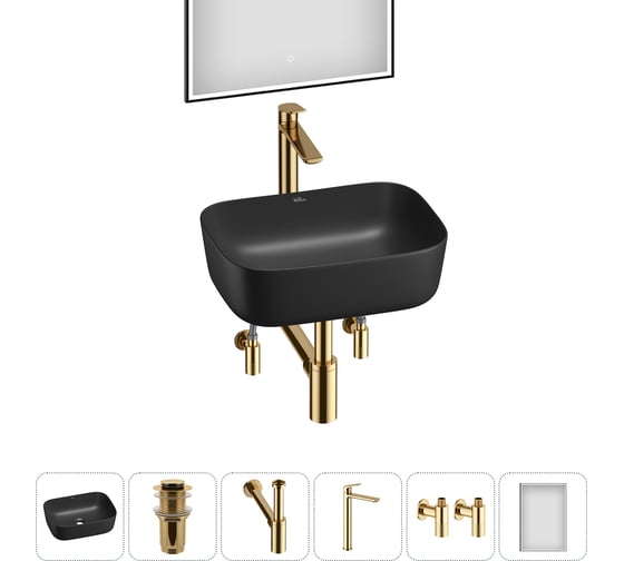 Изображение товара Акционный набор Wellsee 6 в 1 Preen накладная раковина 40x30 см 20218287R