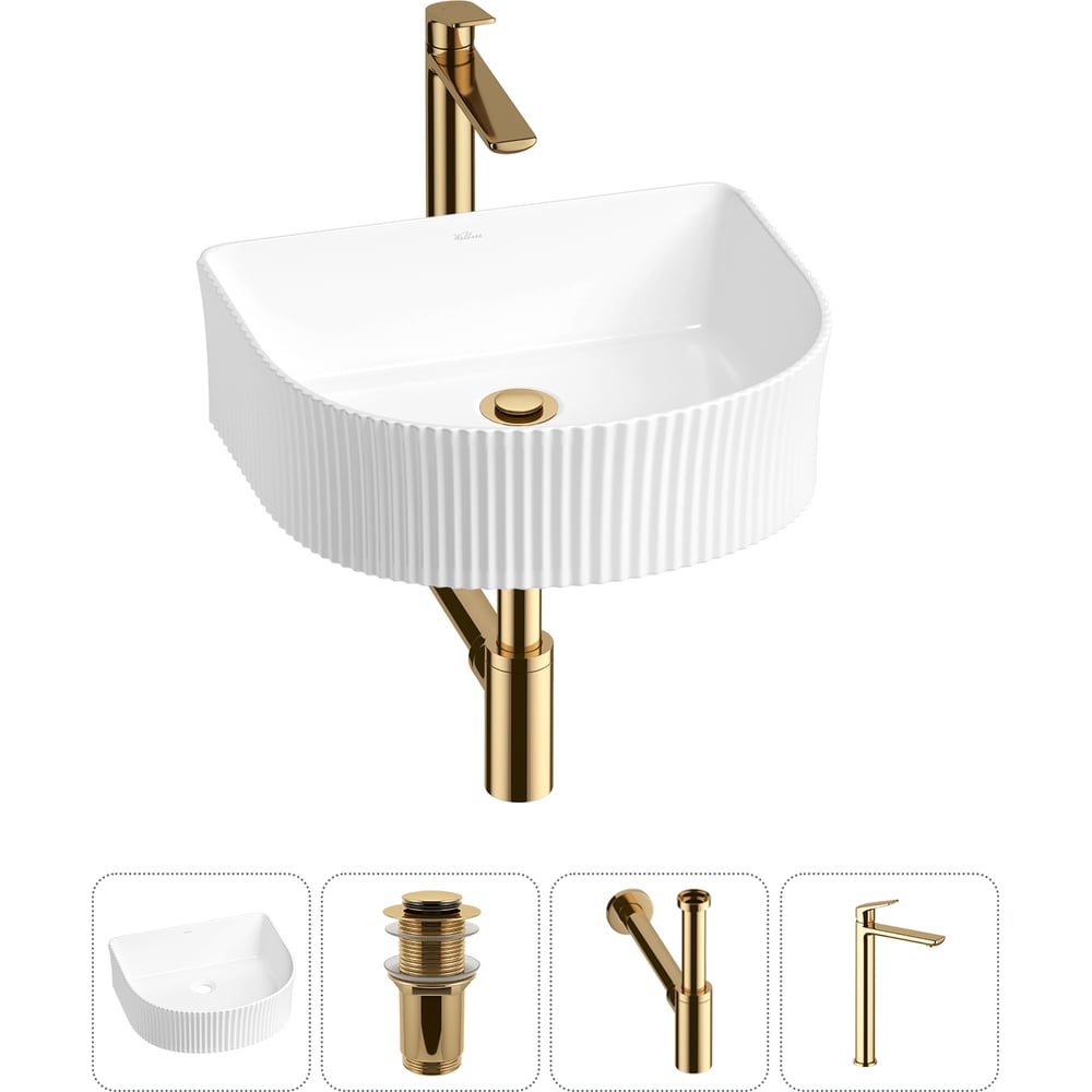 Изображение товара Набор для ванной Wellsee 4 в 1 Festive Fox накладная раковина 45x40 см с смесителем