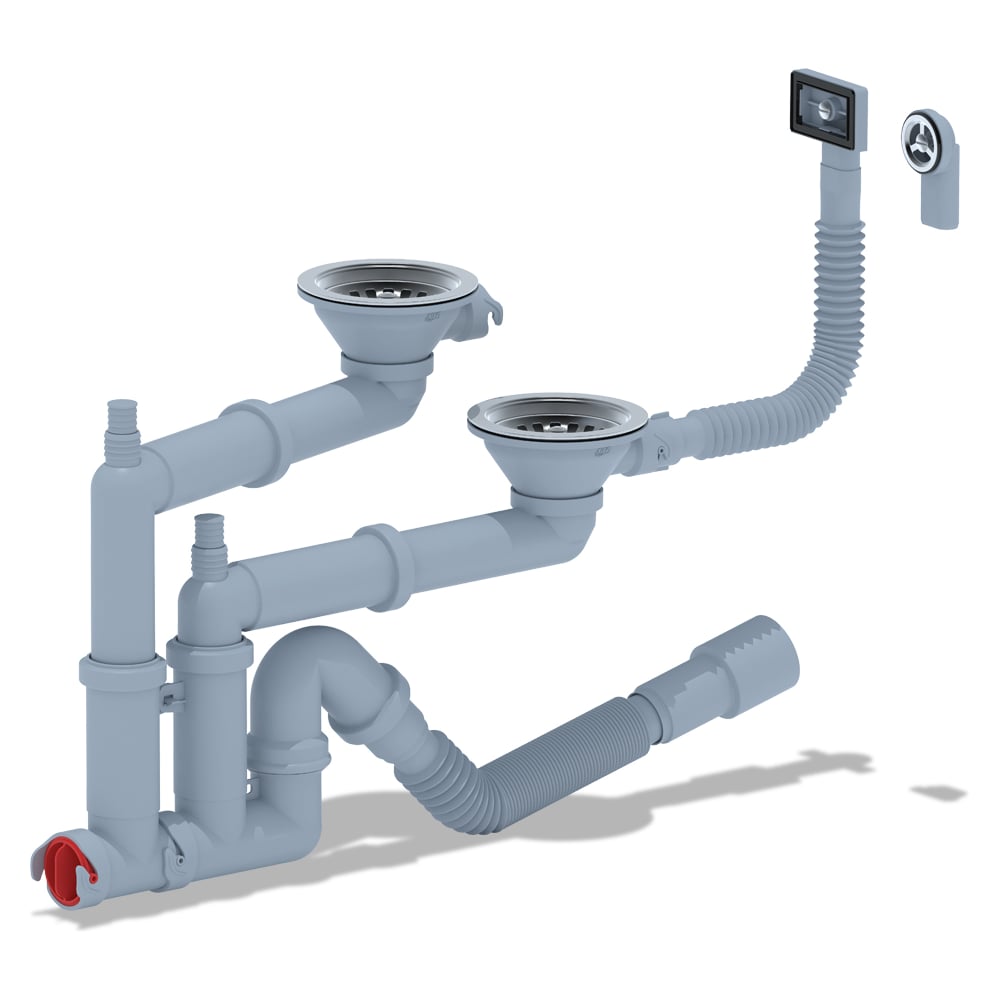 Изображение товара Трап АНИ Пласт горизонтальный выпуск 50, регулировка, нерж.сталь