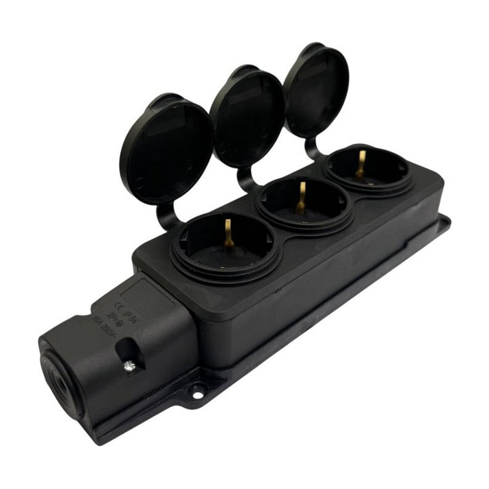 Изображение товара Колода однофазная SAMGRUPP каучуковая 3 гнезда IP54 220-250В 16А