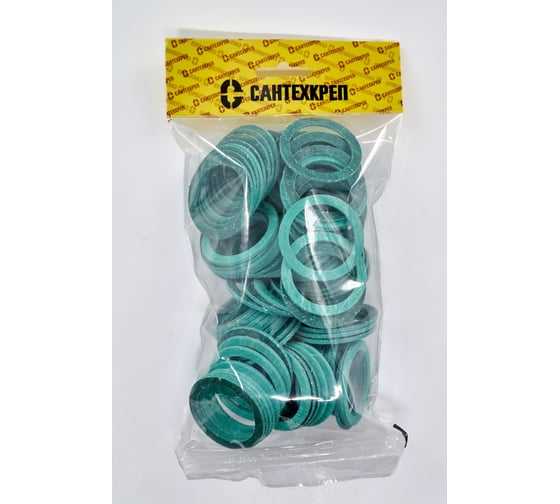 Изображение товара Безасбестовая паронитовая прокладка заглушек алюм. радиатора Сантехкреп 1 дюйм 32x41x2 мм фасовка 100 шт. 2.13.6.