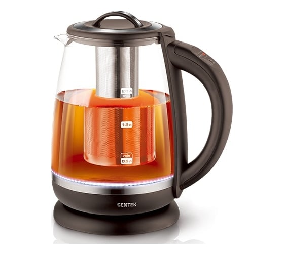 Изображение товара Чайник Centek Brooklyn стекло, 2.0л, 2200Вт, функция заваривания чая, внутр. LED подсветка CT-0017