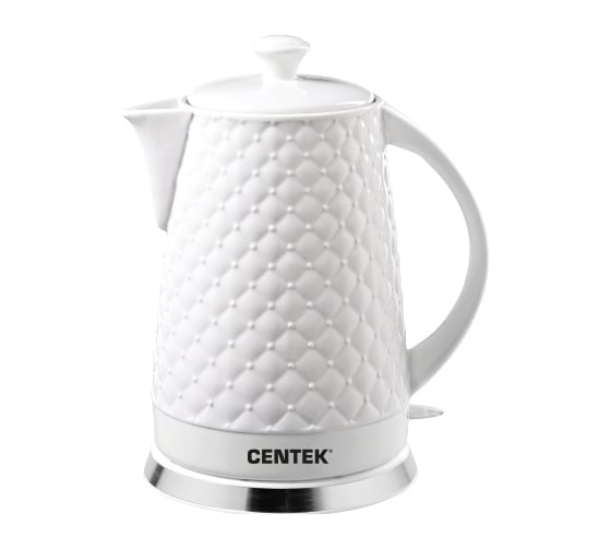 Изображение товара Чайник Centek 2 л, 2000 Вт, супербелая керамика, рельефный корпус  CT-0061 White