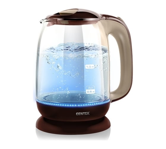 Изображение товара Чайник Centek Vancouver стекло, 1.8л, 2200Вт, внутренняя LED подсветка, кнопка CT-0034 Coffee