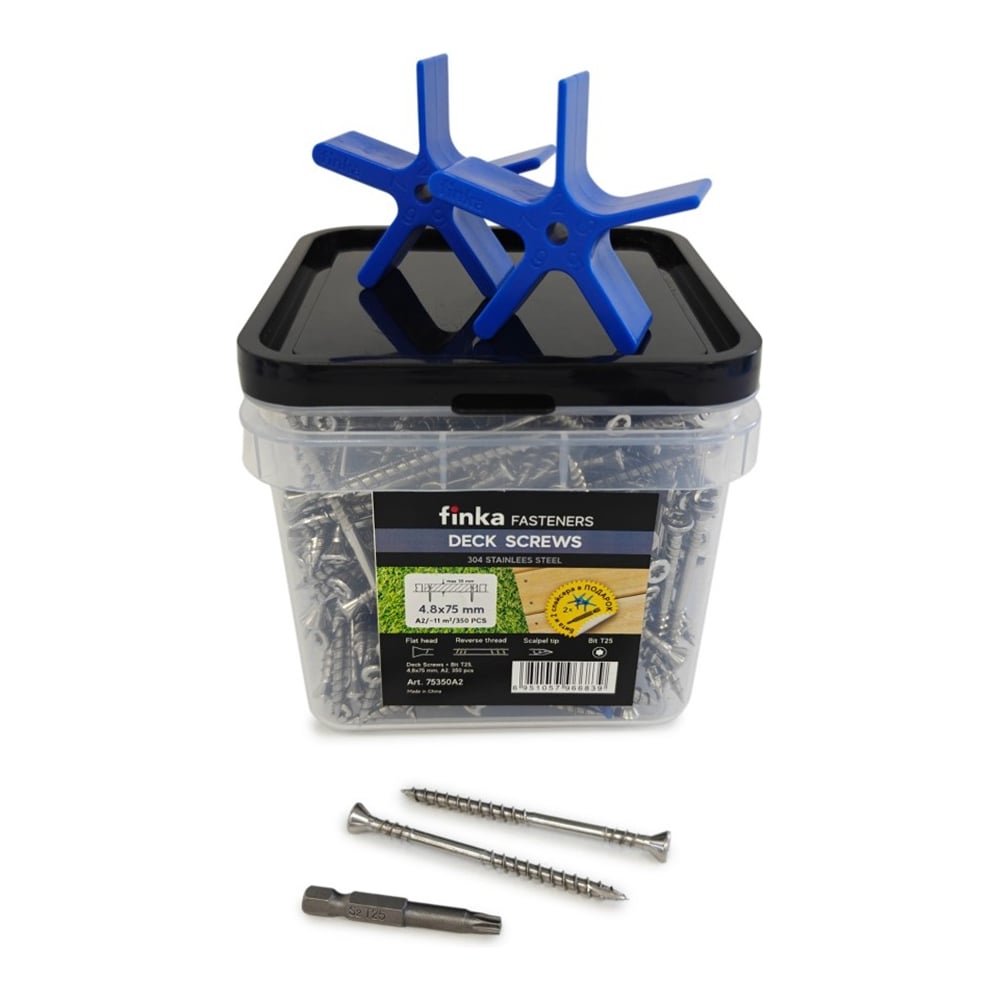 Изображение товара Саморезы Deck Screws A2 4,8x75 мм T25, 350 штук, нержавеющая сталь