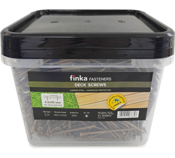 Изображение товара Саморезы Deck Screws C4 4,8x90 mm T25 (1350 шт) Finka 901350C4