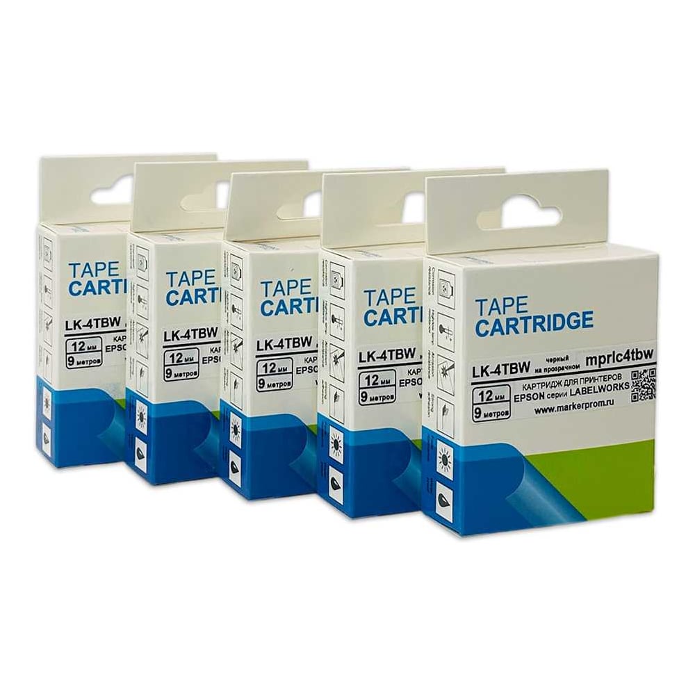 Изображение товара Маркерпром Картридж 5 шт. LK4TBW для принтеров Epson Labelworks